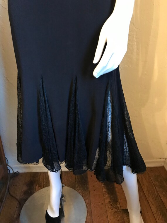 1940's Black Rayon & Chantilly Lace Cocktail Dres… - image 9