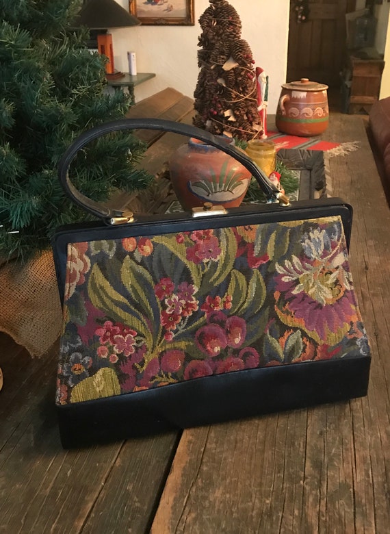 VINTAGE 1950's Coblentz Tapestry Carpet Bag Handba