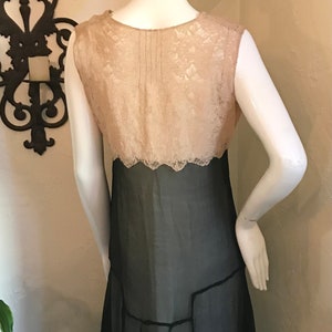 1920's 30's Art Deco Flapper Silk Chiffon & Lace Dress S-M image 6