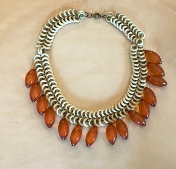 Vintage 1940's Ornate celluloid chain Bakelite Tea