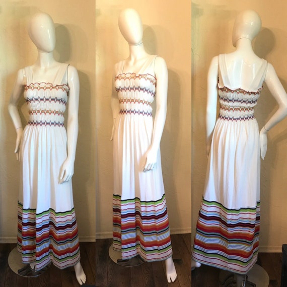 Vintage 1970's Mod Terry Knit Maxi Dress S - M - image 1