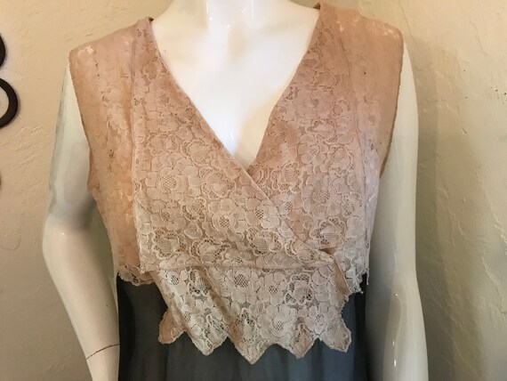 1920's 30's Art Deco Flapper Silk Chiffon & Lace … - image 3