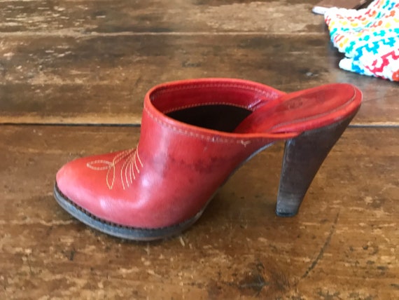 1970's Nine West Red Western stitched leather Hig… - image 10