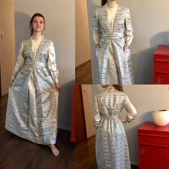 Vintage 1970's Kiki Hart Metallic Princess Maxi Dr