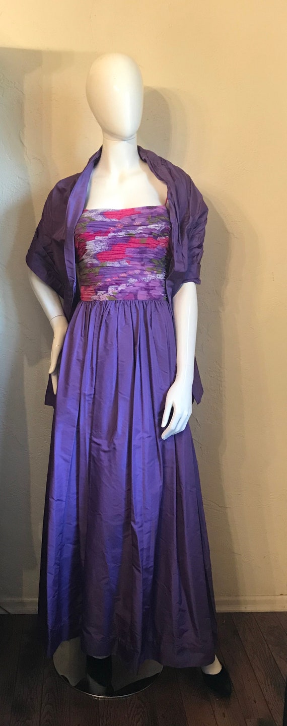 Vintage 1960’s 70’s Vera Hicks Mod Purple Evening… - image 2