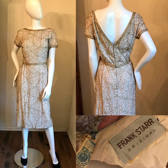 1950’s Frank Starr Original Gold Beaded Sequin Coc