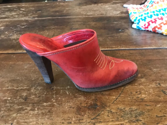 1970's Nine West Red Western stitched leather Hig… - image 9