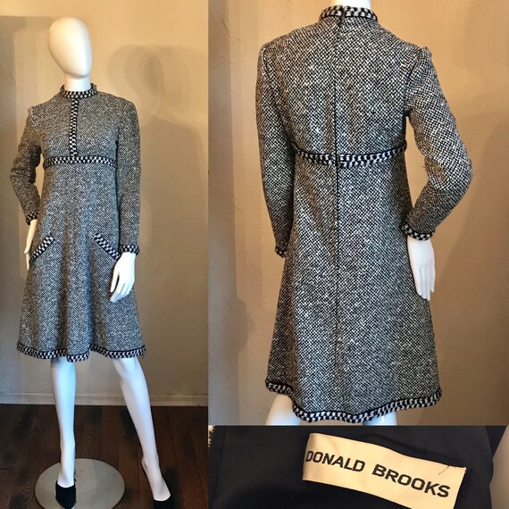 Vintage 1960's Donald Brooks MOD Wool Tweed Dress