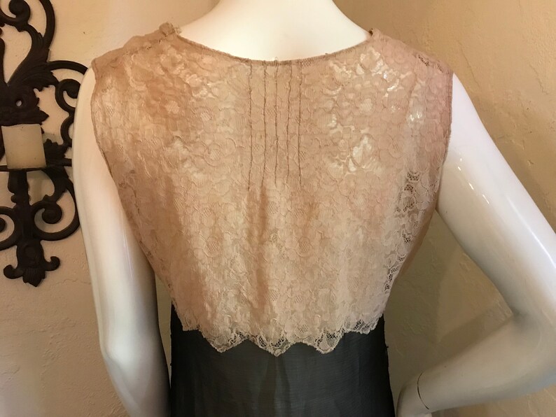 1920's 30's Art Deco Flapper Silk Chiffon & Lace Dress S-M image 8