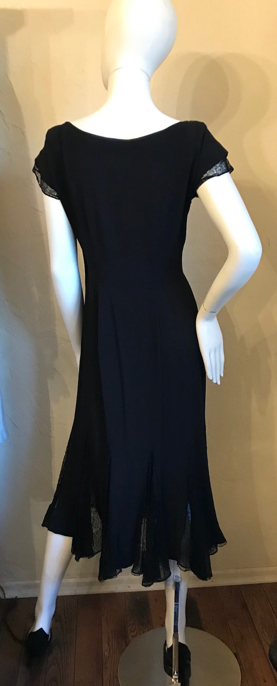 1940's Black Rayon & Chantilly Lace Cocktail Dres… - image 7