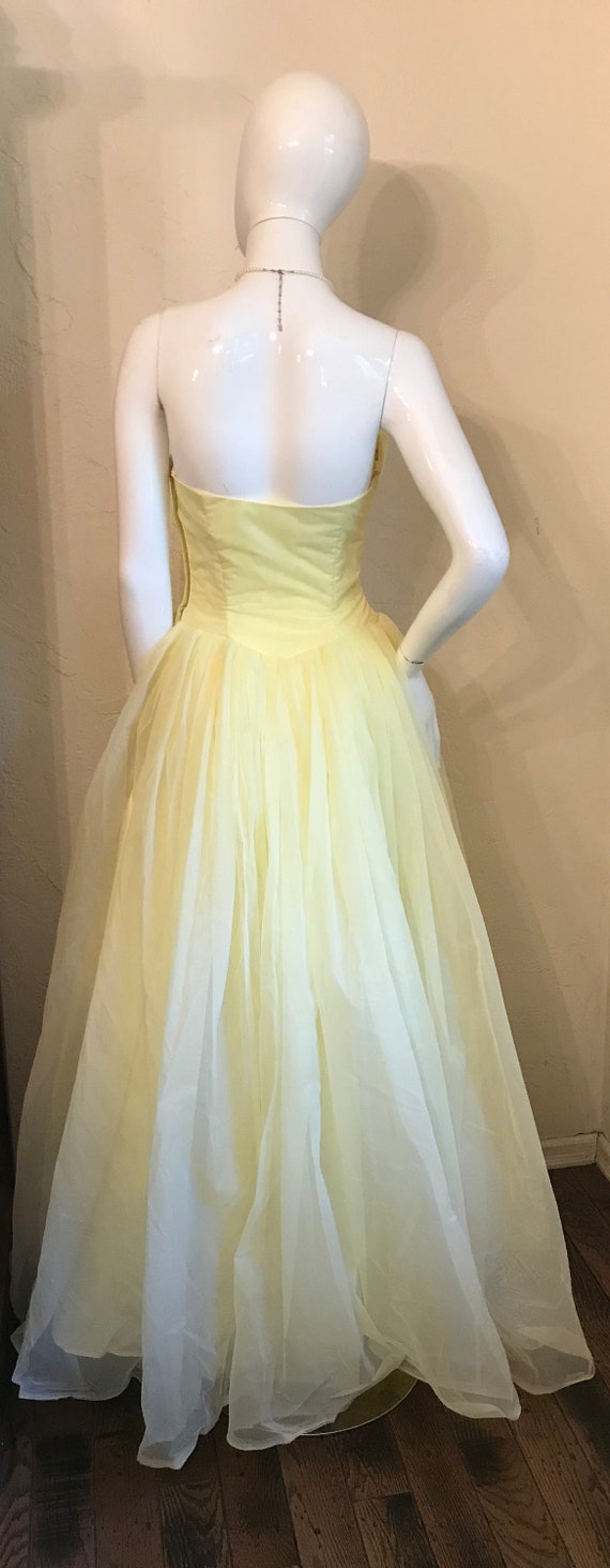 1950’s Belle of the Ball Yellow Nylon Tulle Cupca… - image 7