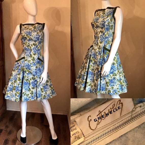 1950’s Grenelle Estevez Floral Hydrangea Print Coc