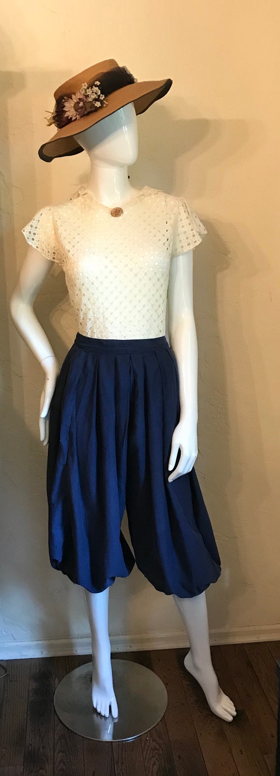 Antique Victorian Edwardian Blue Cotton Athletic … - image 5