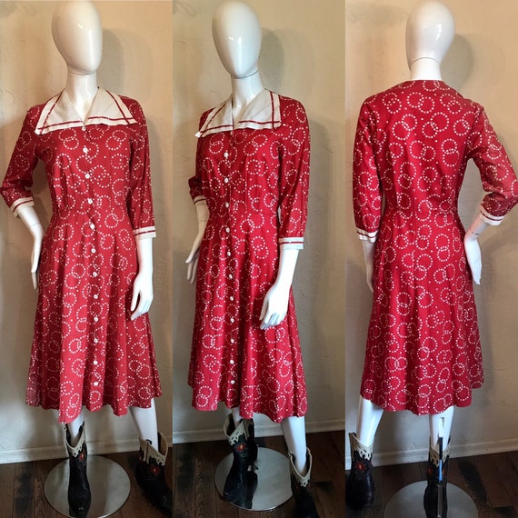 Vintage 1930’s 40’s Princess Peggy Cotton Day Dres