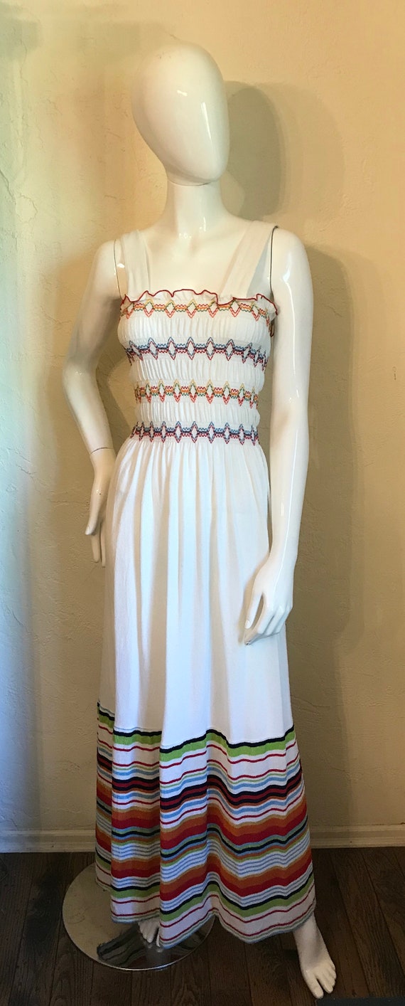 Vintage 1970's Mod Terry Knit Maxi Dress S - M - image 3