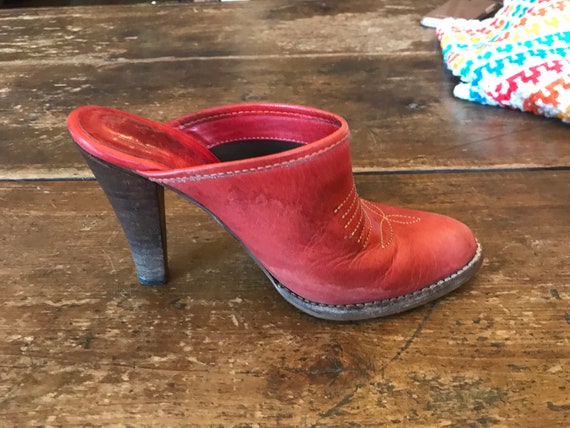 1970's Nine West Red Western stitched leather Hig… - image 8