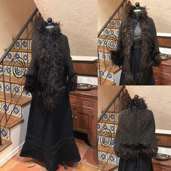 Antique Victorian Edwardian Brown Chenille Mantle