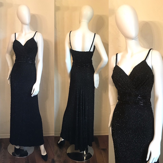 1930’s - 1940's Shimmering Art Deco Black Beaded E