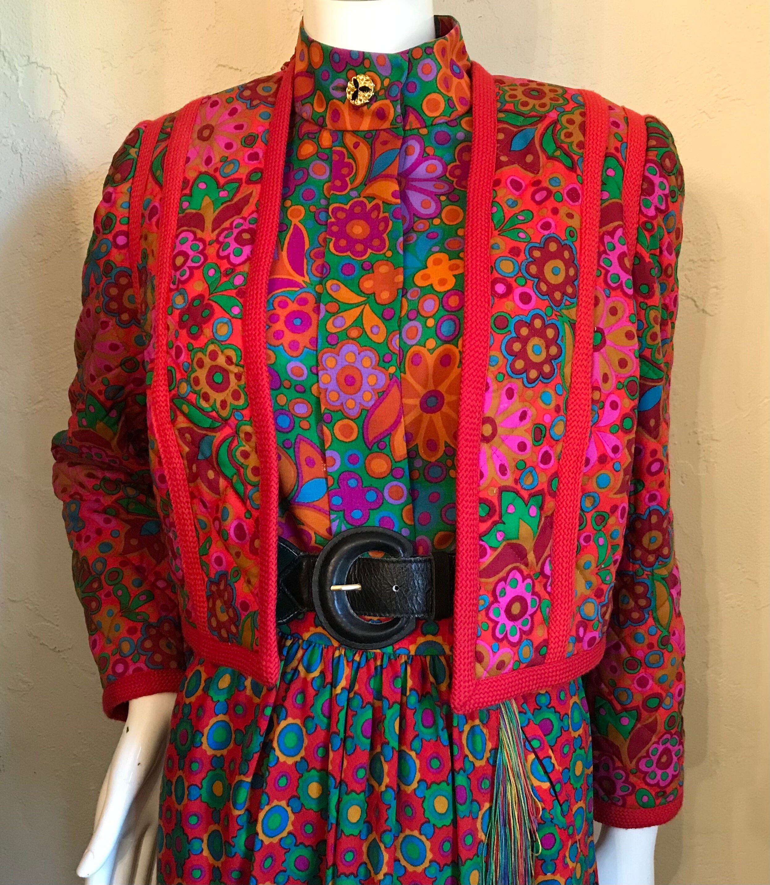Vintage 90s Yves Saint Laurent YSL Rive Gauche Silk Floral