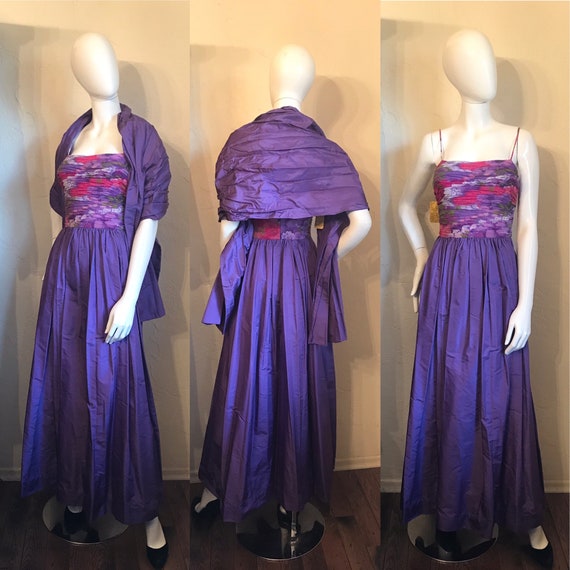 Vintage 1960’s 70’s Vera Hicks Mod Purple Evening… - image 1