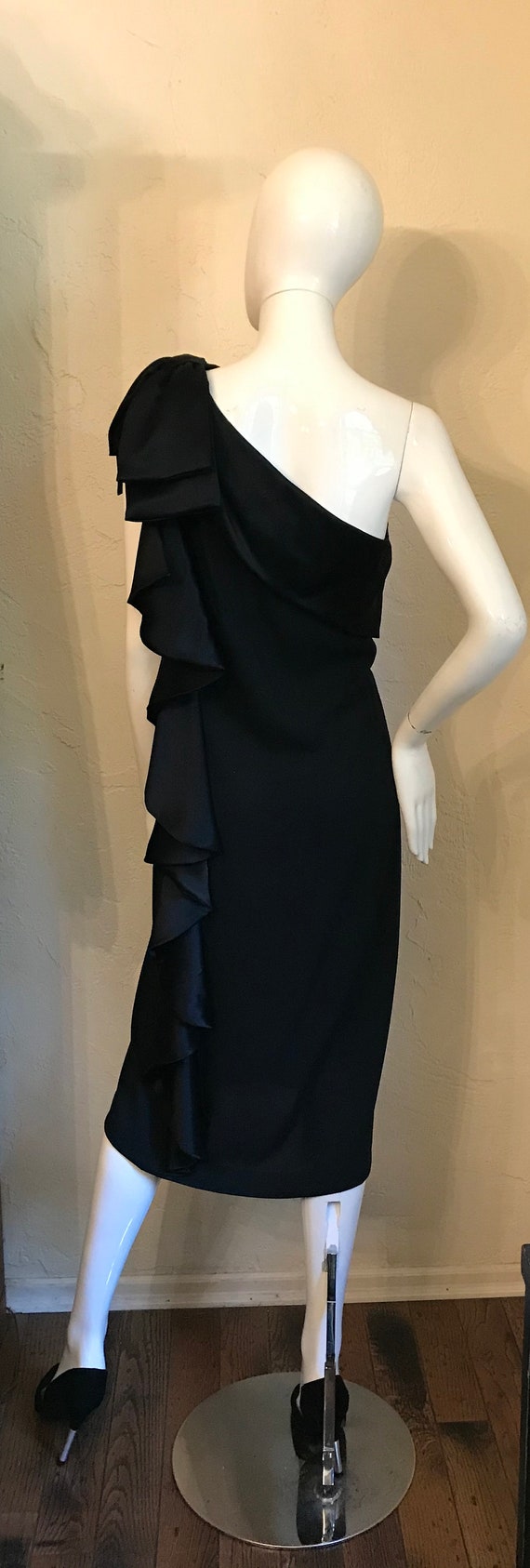 1980’s Bill Blass Black One Shoulder Grecian Even… - image 5