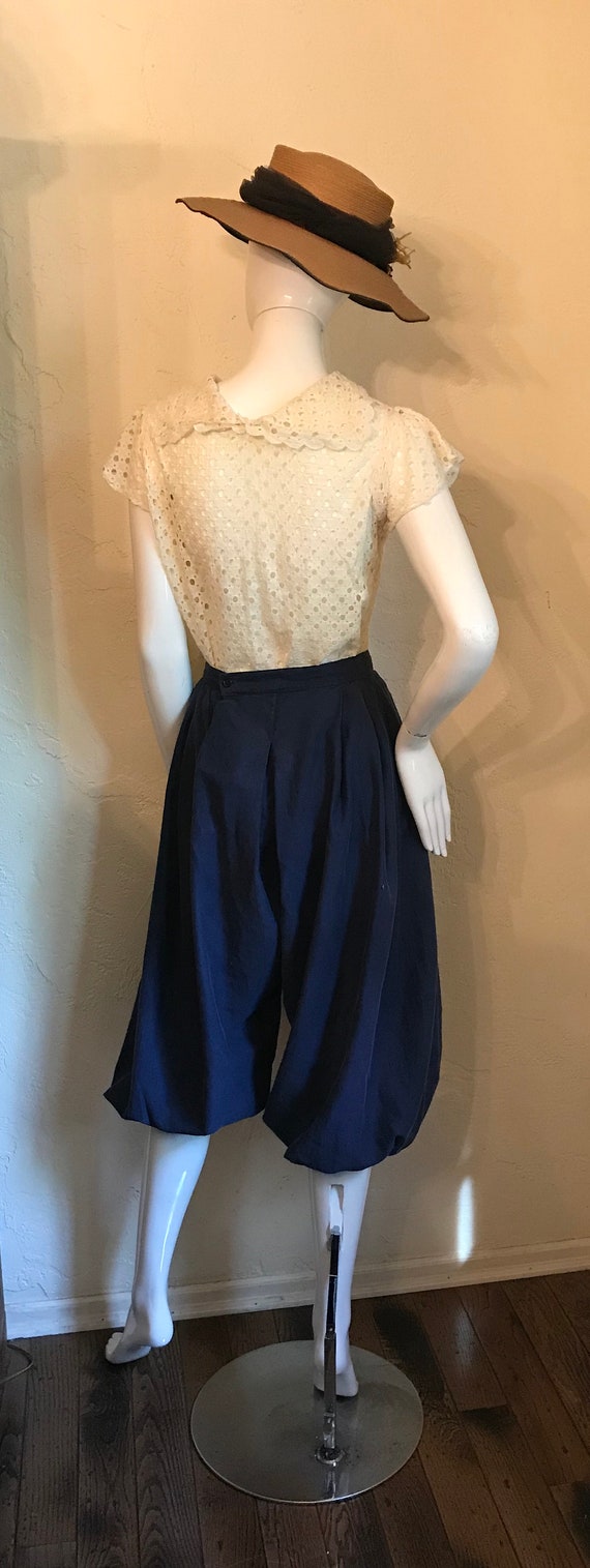 Antique Victorian Edwardian Blue Cotton Athletic … - image 7
