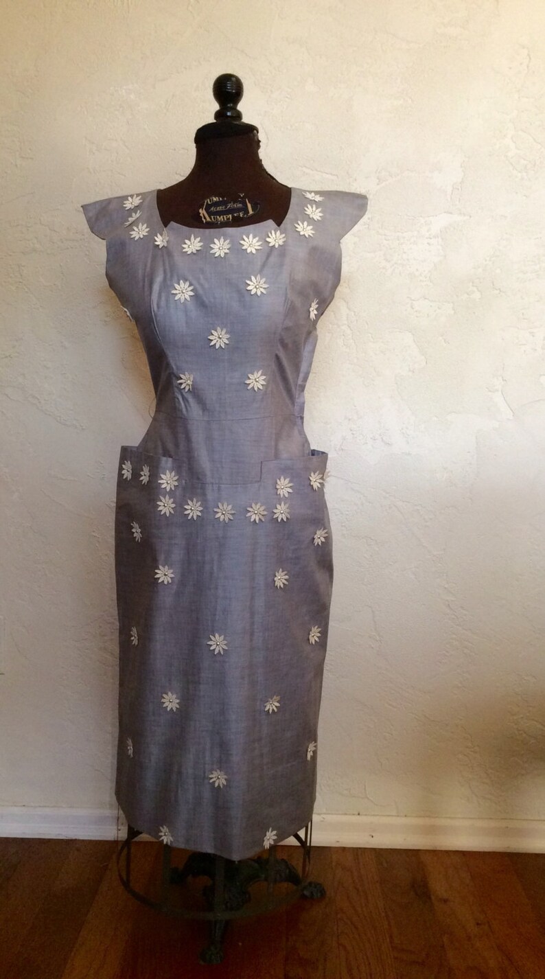 Fresh as a Daisy 1950/'s Applique Cocktail Party Dress S