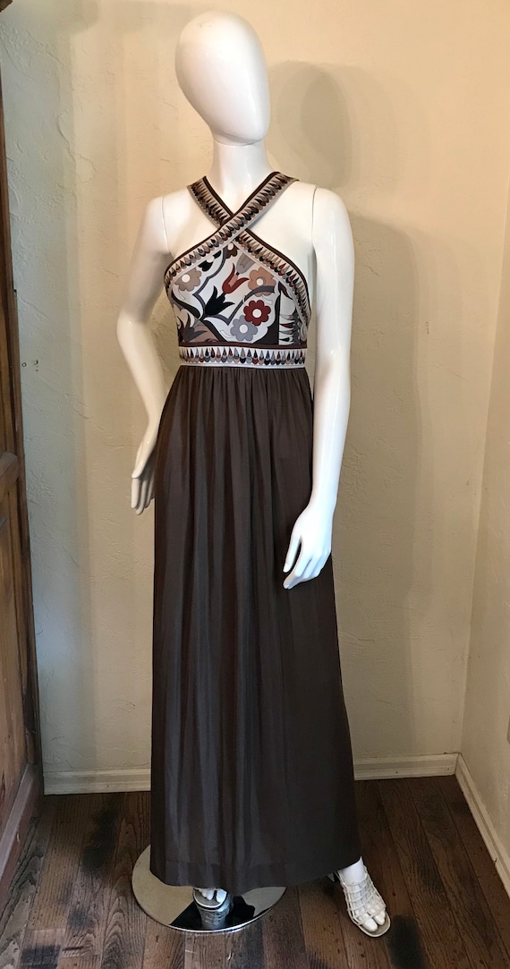 1960’s iconic Emilio Pucci Brown Knit Halter Dres… - image 2