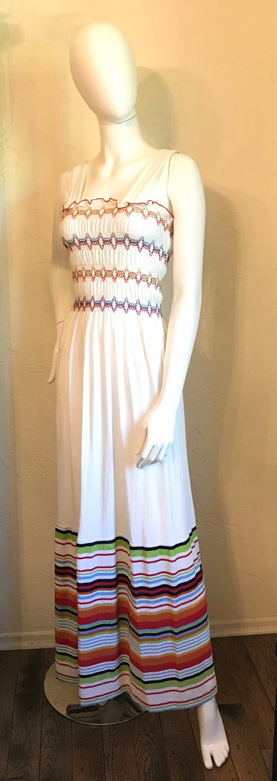 Vintage 1970's Mod Terry Knit Maxi Dress S - M - image 2