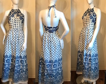 1960’s 70’s Joan Leslie for Kasper Cotton Gauze Batik Boho Hippie Dress S