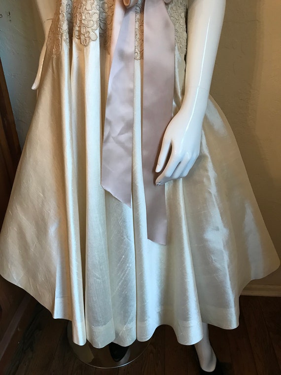 1950’s Dupoini Silk & Soutache Lace Party Dress -… - image 5
