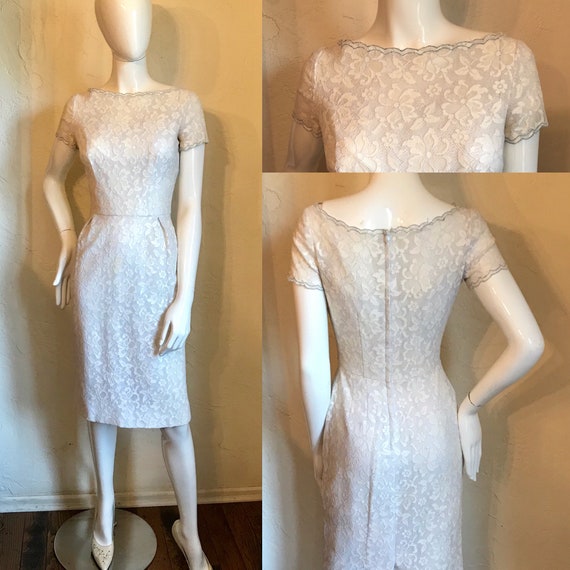 1950’s So Pretty Lace Wiggle Dress Wedding S - image 1