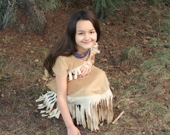 Everyday Princess Pocahontas American Indian Girl Costume, Made to Order, Upcycled Materials WILL VARY