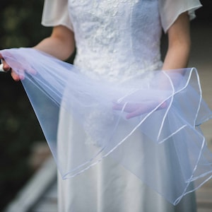 Tulle Wedding Veil, Elbow Length, Bright White, Ivory, Champagne, Optional Ribbon Trim
