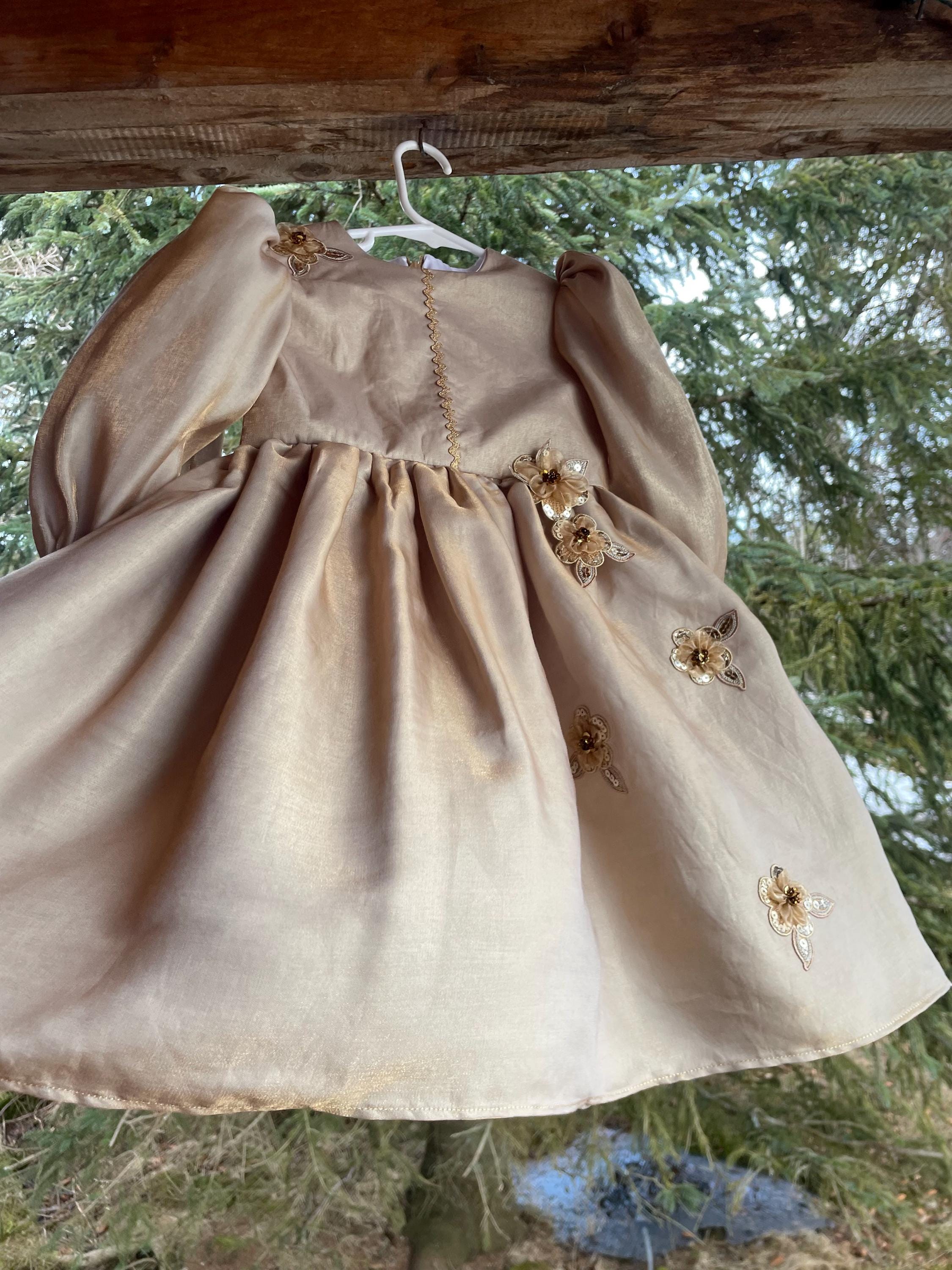 Gold Shimmer Party Dress for Toddler, Girls' Size 2T, 3T, 4T