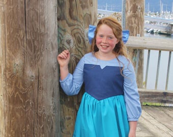 Everyday Princess Ariel Blue Dress Costume, Made to Order, Upcycled Materials WILL VARY