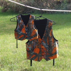 Broadcloth Blaze Orange Camouflage Matching Vest Set OR Single Vest for Men and Boys, Made to Order