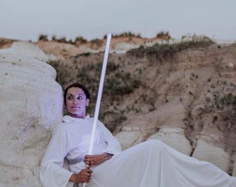 Adult Princess Leia White Dress and Belt Costume Set, Made to Order, Upcycled Materials WILL VARY