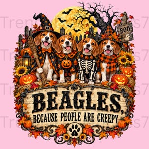 Beagle eftersom människor är läskiga PNG: Halloween Beagle höstälskare png Spooky hund Clipart (digital nedladdning)