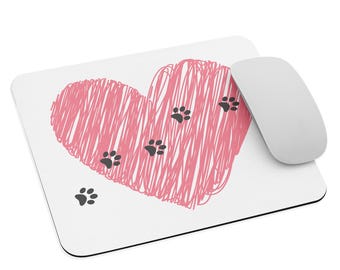Tappetino per mouse con impronte di zampe sul tuo cuore