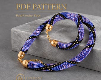 Bead Crochet Pattern Set, Necklace and Bracelet PDF Pattern, Beaded Rope Jewelry, Instant Download