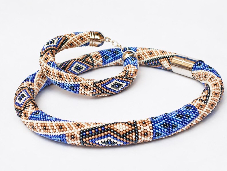 Patchwork Bead Crochet Pattern Set, Necklace and Bracelet PDF Pattern, Beaded Rope Tutorial, Instant Download image 12