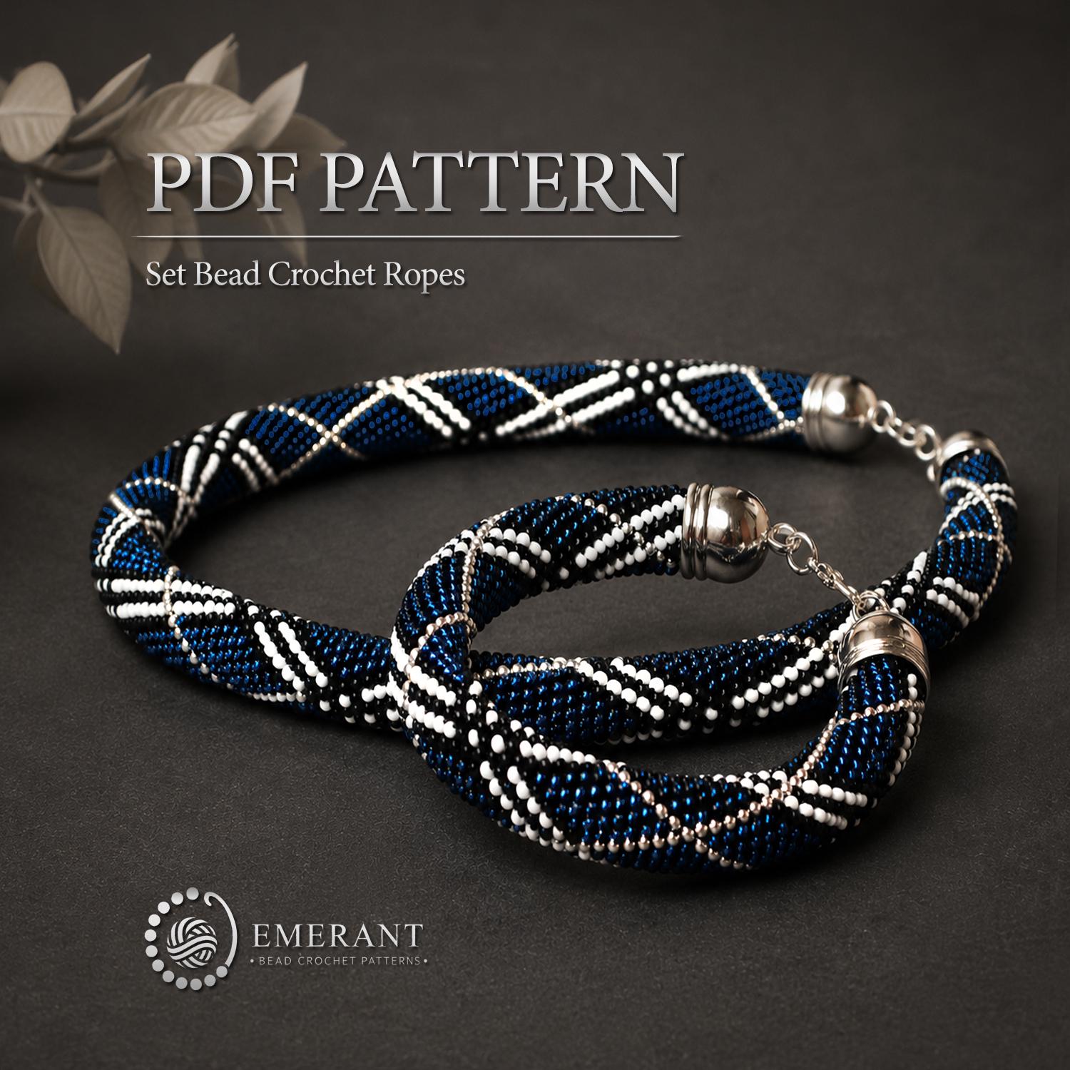 Scottish Tartan Bead Crochet Necklace and Bracelet Set