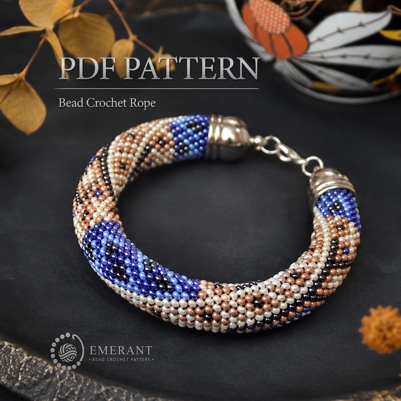 Patchwork Bead Crochet Pattern Set, Necklace and Bracelet PDF Pattern, Beaded Rope Tutorial, Instant Download image 6