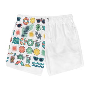 Summer Beach Icons Swim Trunks | Tropical Sunglasses, Citrus, Floats