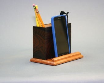 Ziricote veneer and Cherry phone stand / desk accessory