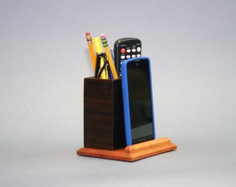 Fumed Eucalyptus and Cherry phone stand / desk accessory