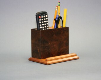 Walnut burl and Cherry phone stand / desk accessory