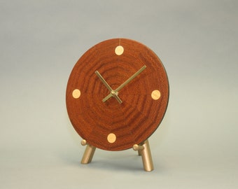 Ribbon Sapele Sunburst Veneer Wood Wall Clock 9 Inches In Diameter called The Web II
