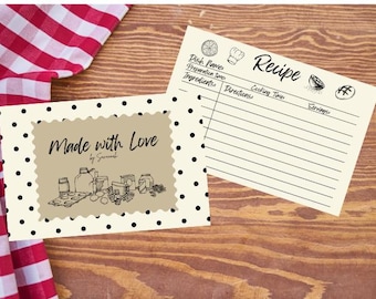 Recipe Card Template Editable in Canva | Printable Recipe Cards 4x6 & 5x7 | Instant Download